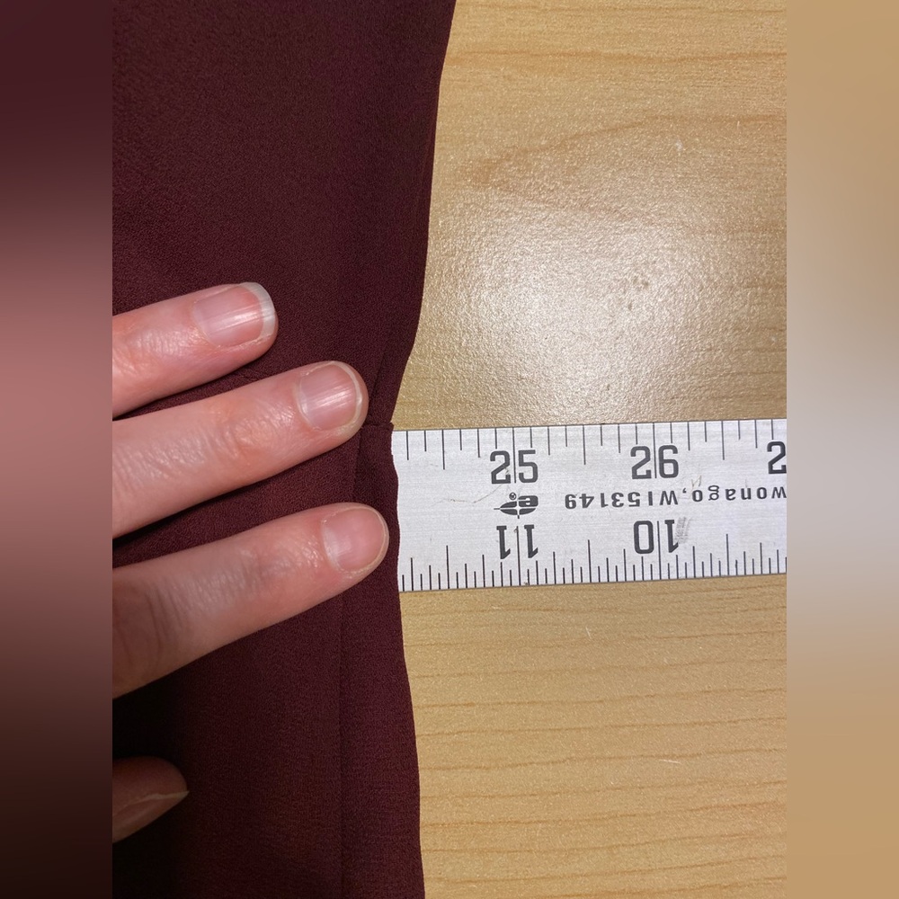 Foxcroft Draped Wrap Style Long Sleeve Blouse Burgundy Size 16 - Picture 8 of 9